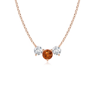 4mm AAAA Classic Orange Sapphire and Diamond Necklace in 9K Rose Gold