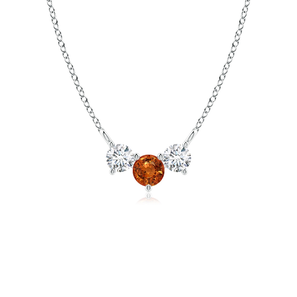 4mm AAAA Classic Orange Sapphire and Diamond Necklace in P950 Platinum