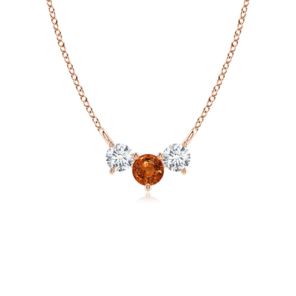 4mm AAAA Classic Orange Sapphire and Diamond Necklace in Rose Gold