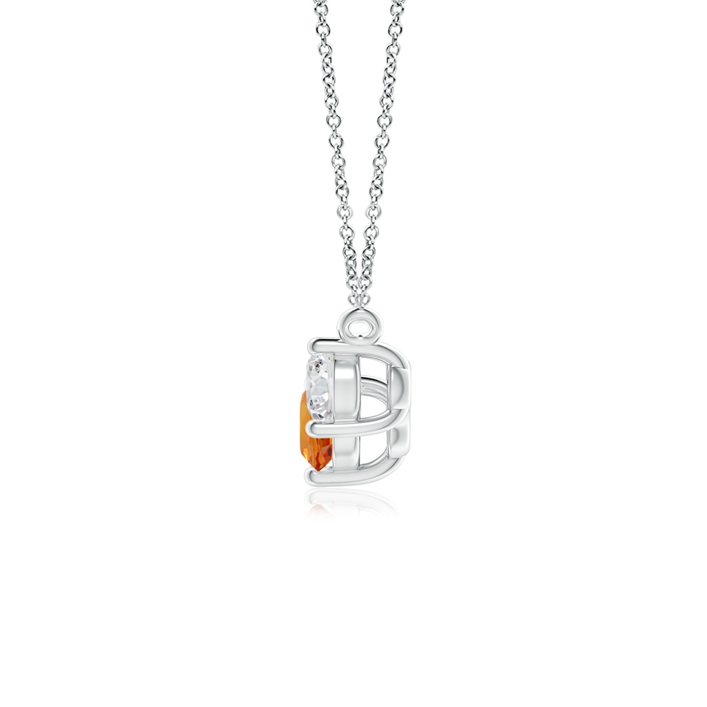 5mm AAA Classic Orange Sapphire and Diamond Necklace in White Gold Side 1