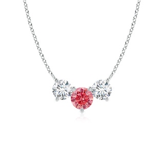 5mm AAAA Classic Fancy Intense Pink and White Diamond Necklace in P950 Platinum