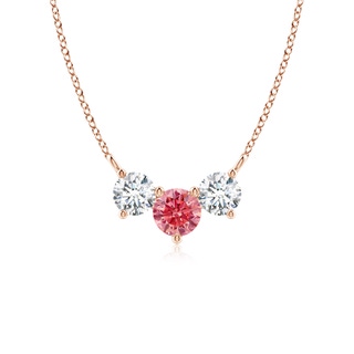 5mm AAAA Classic Fancy Intense Pink and White Diamond Necklace in Rose Gold