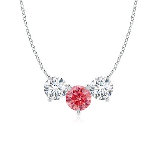 6mm AAAA Classic Fancy Intense Pink and White Diamond Necklace in P950 Platinum