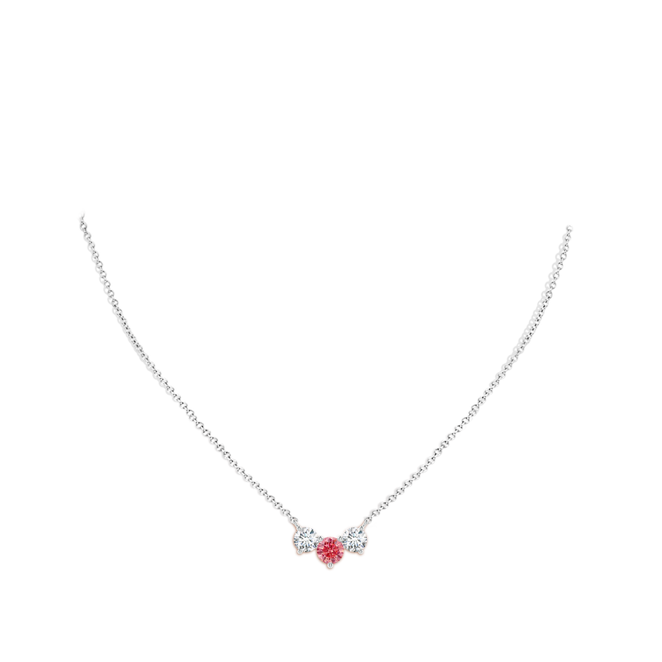 6mm AAAA Classic Fancy Intense Pink and White Diamond Necklace in White Gold pen