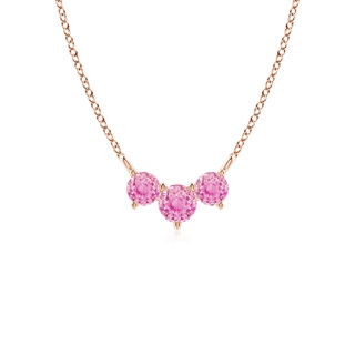 4mm A Classic Trio Round Pink Sapphire Necklace in Rose Gold