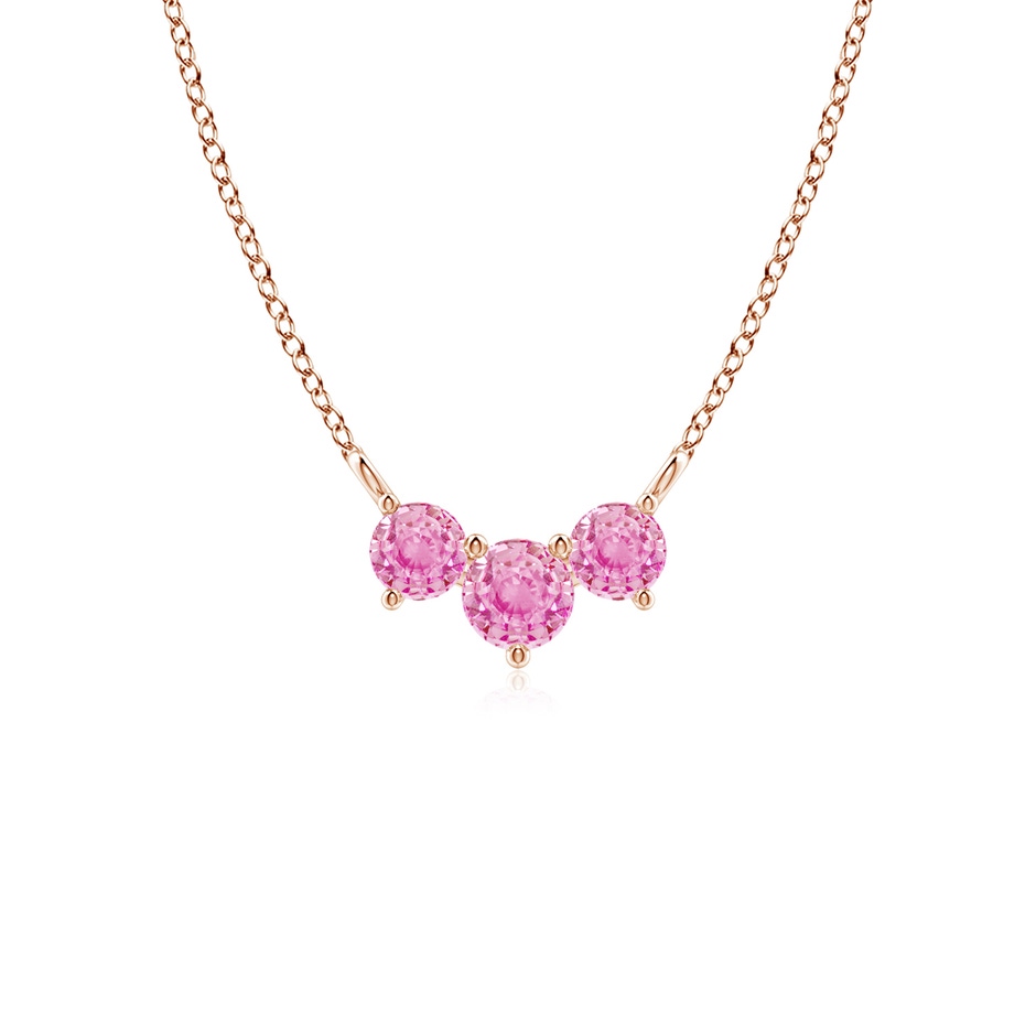4mm A Classic Trio Round Pink Sapphire Necklace in Rose Gold 