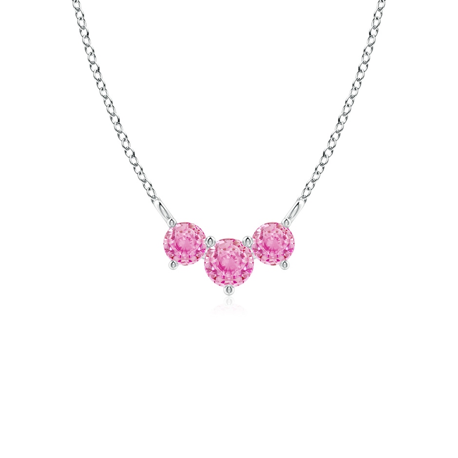 4mm A Classic Trio Round Pink Sapphire Necklace in White Gold 