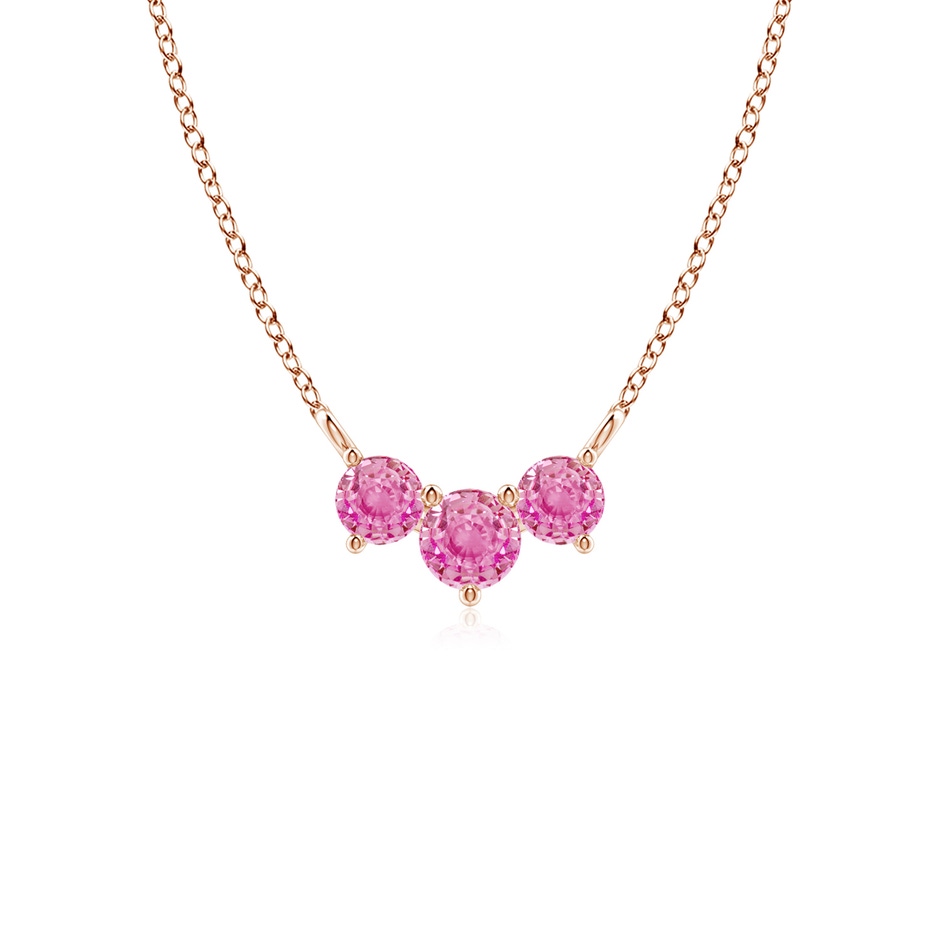4mm AA Classic Trio Round Pink Sapphire Necklace in Rose Gold 