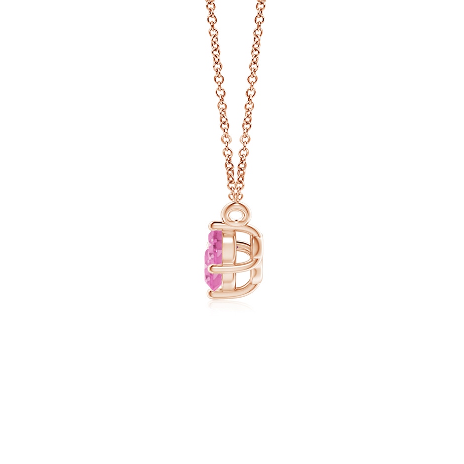 4mm AA Classic Trio Round Pink Sapphire Necklace in Rose Gold side 199
