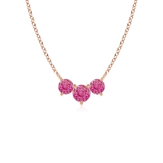 4mm AAA Classic Trio Round Pink Sapphire Necklace in 9K Rose Gold