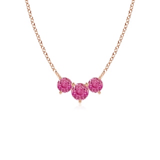 4mm AAA Classic Trio Pink Sapphire Necklace in Rose Gold