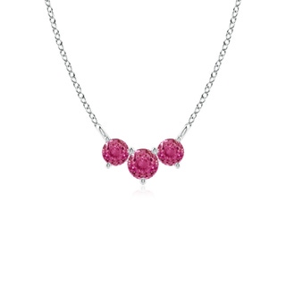 4mm AAAA Classic Trio Pink Sapphire Necklace in P950 Platinum