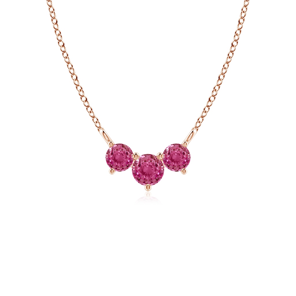 4mm AAAA Classic Trio Pink Sapphire Necklace in Rose Gold