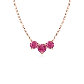 4mm AAAA Classic Trio Pink Sapphire Necklace in Rose Gold