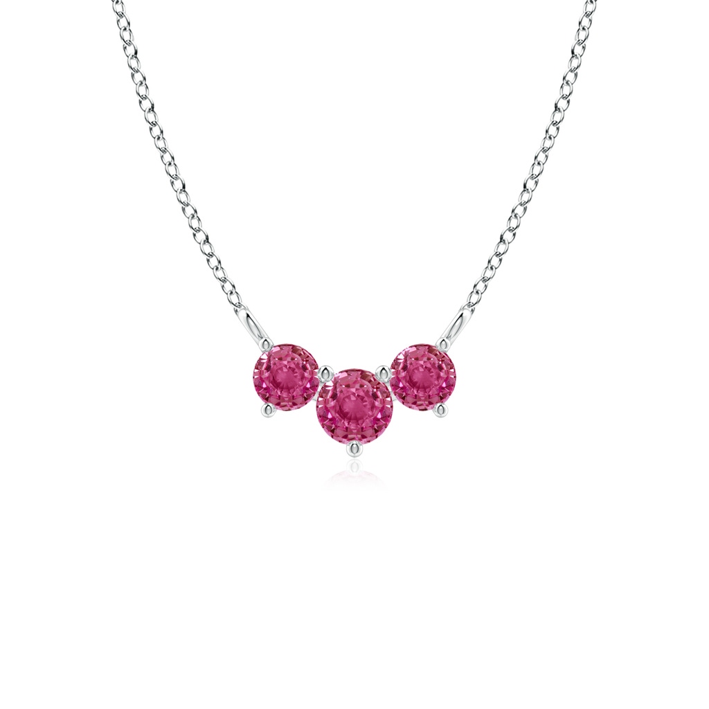 4mm AAAA Classic Trio Pink Sapphire Necklace in White Gold