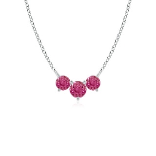 4mm AAAA Classic Trio Pink Sapphire Necklace in White Gold