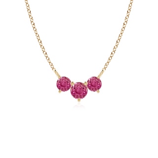 4mm AAAA Classic Trio Pink Sapphire Necklace in Yellow Gold