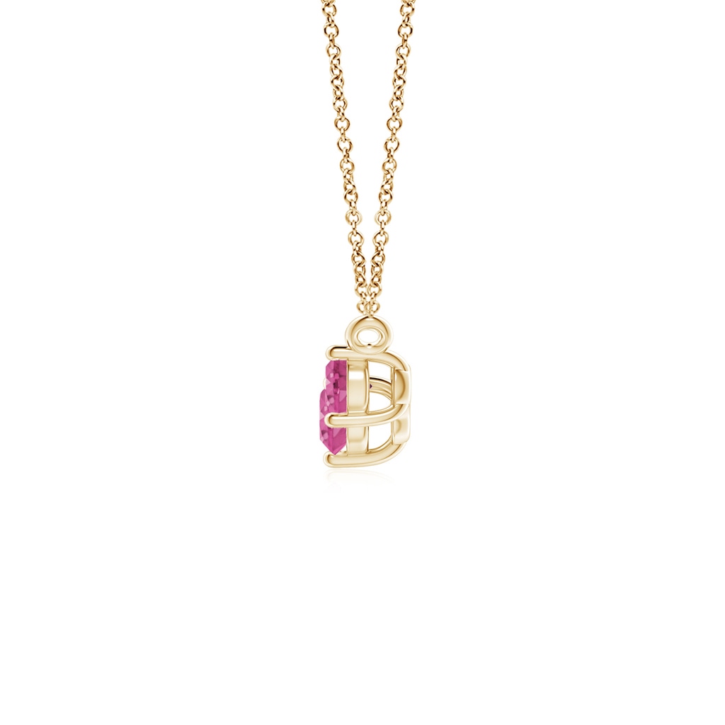 4mm AAAA Classic Trio Pink Sapphire Necklace in Yellow Gold Side 1