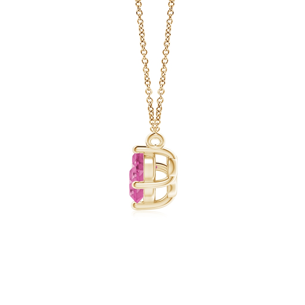 5mm AAA Classic Trio Pink Sapphire Necklace in 10K Yellow Gold Side 1