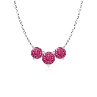 5mm AAAA Classic Trio Pink Sapphire Necklace in P950 Platinum