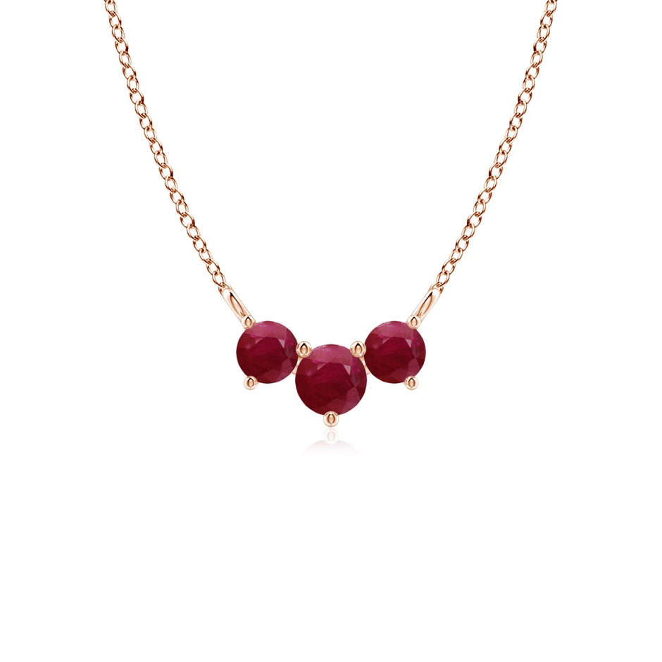 4mm A Classic Trio Round Ruby Necklace in Rose Gold 