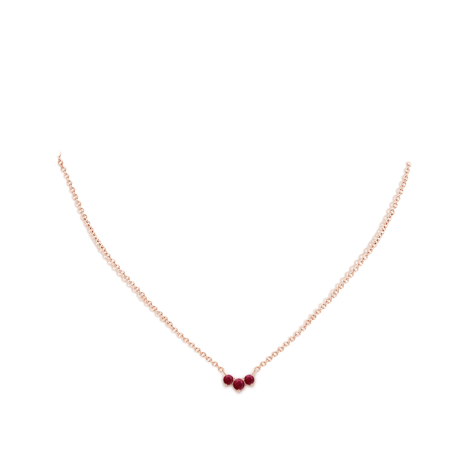 4mm A Classic Trio Round Ruby Necklace in Rose Gold pen