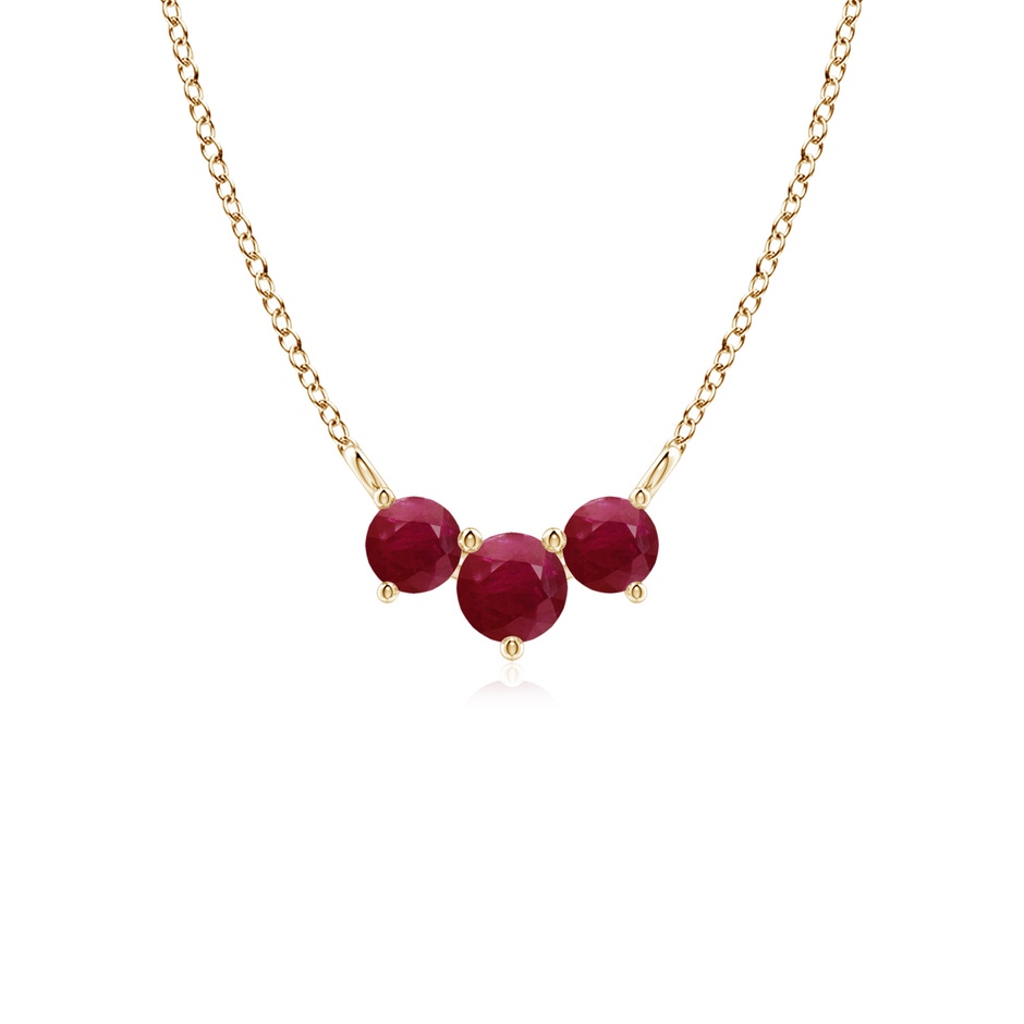4mm A Classic Trio Round Ruby Necklace in Yellow Gold 