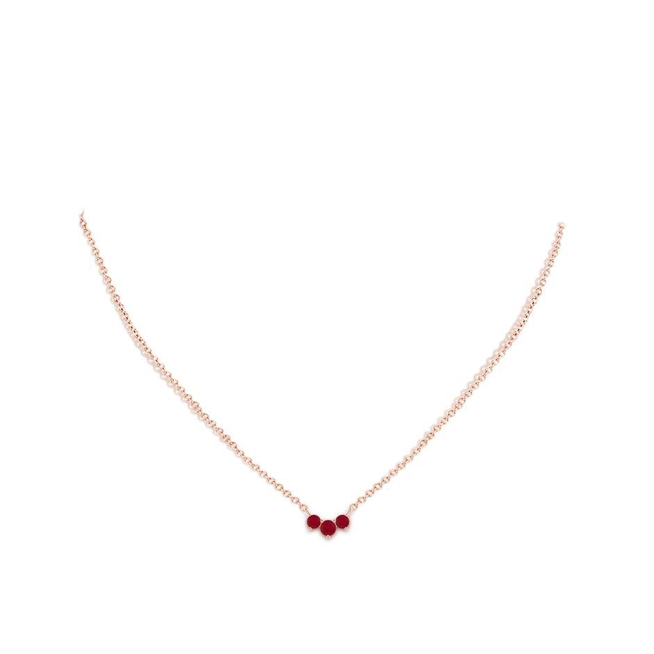 4mm AA Classic Trio Round Ruby Necklace in 9K Rose Gold pen