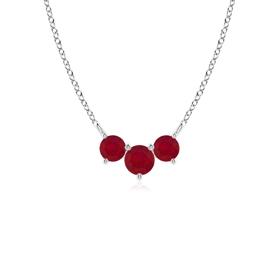 4mm AA Classic Trio Round Ruby Necklace in P950 Platinum 