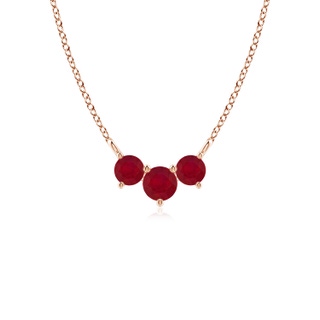 4mm AA Classic Trio Ruby Necklace in Rose Gold
