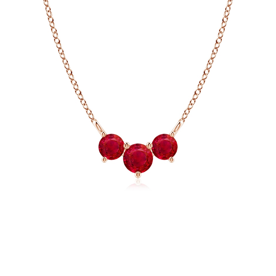4mm AAA Classic Trio Round Ruby Necklace in 9K Rose Gold 