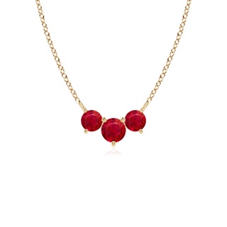 4mm AAA Classic Trio Ruby Necklace in 9K Yellow Gold