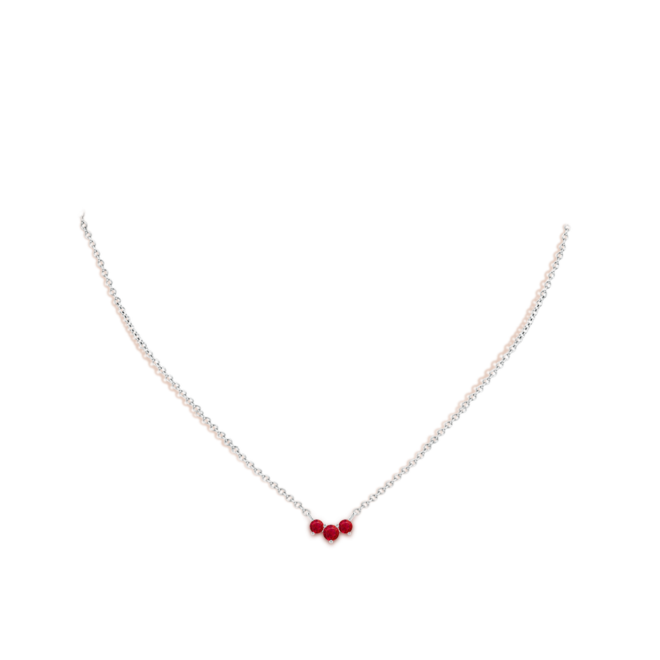 4mm AAA Classic Trio Round Ruby Necklace in P950 Platinum pen