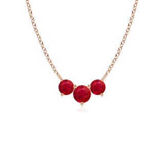 4mm AAA Classic Trio Ruby Necklace in Rose Gold