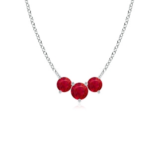 4mm AAA Classic Trio Ruby Necklace in White Gold
