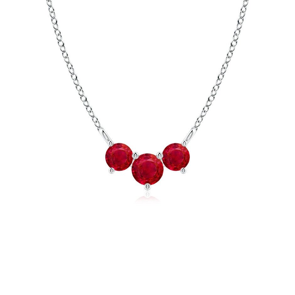 4mm AAA Classic Trio Round Ruby Necklace in White Gold 