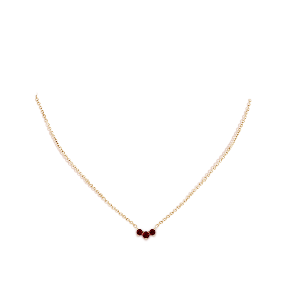 4mm AAAA Classic Trio Round Ruby Necklace in 18K Yellow Gold pen