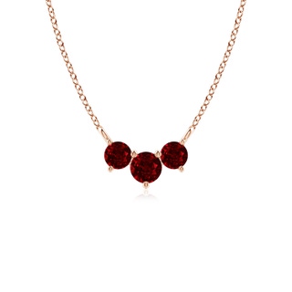 4mm AAAA Classic Trio Ruby Necklace in 9K Rose Gold