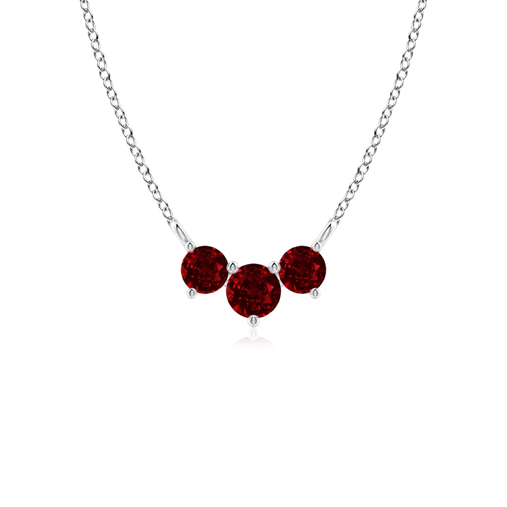 4mm AAAA Classic Trio Ruby Necklace in P950 Platinum