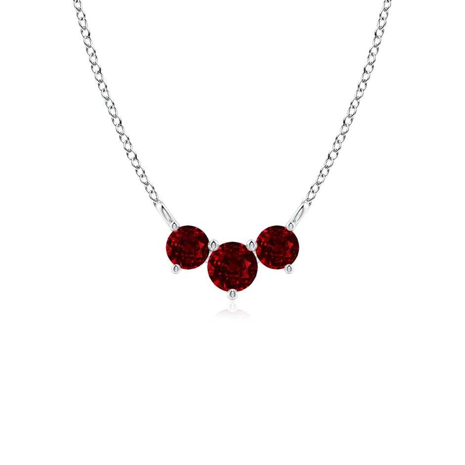 4mm AAAA Classic Trio Round Ruby Necklace in P950 Platinum 