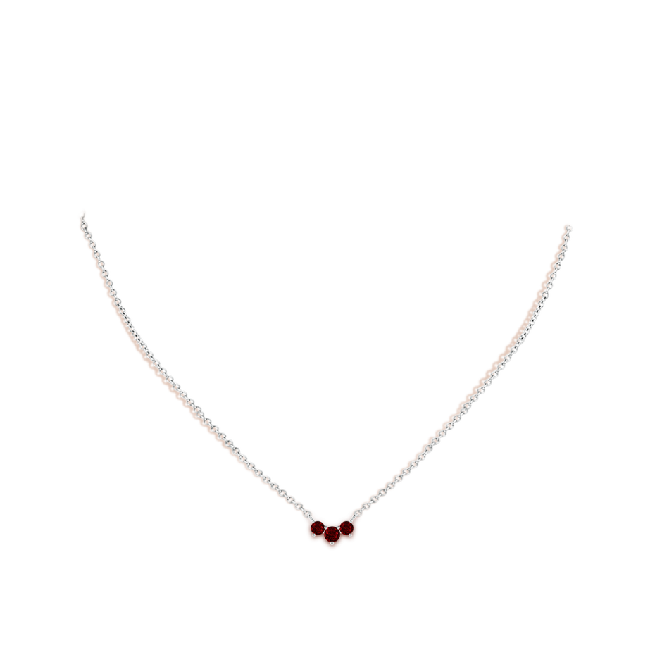 4mm AAAA Classic Trio Round Ruby Necklace in P950 Platinum pen
