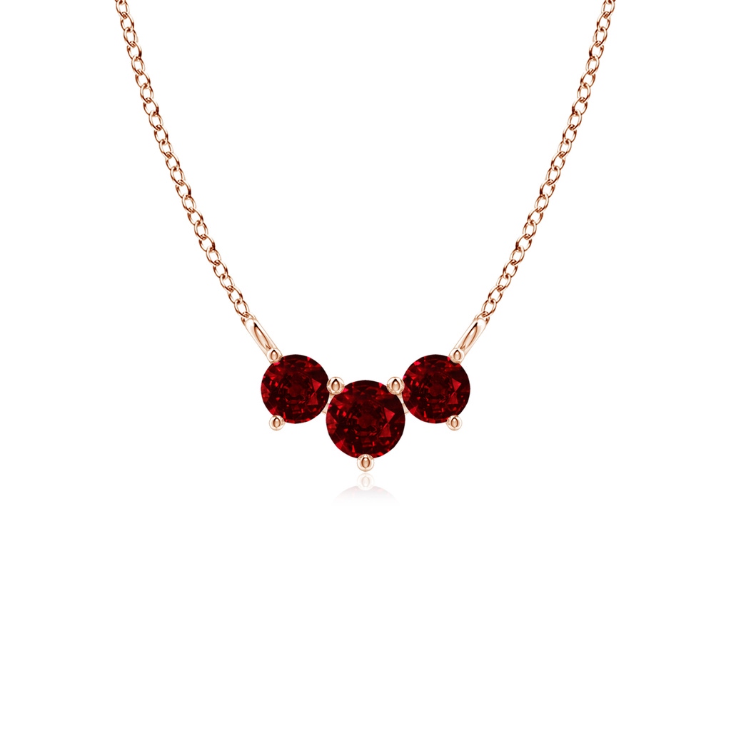4mm AAAA Classic Trio Ruby Necklace in Rose Gold