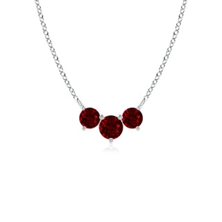 4mm AAAA Classic Trio Ruby Necklace in White Gold