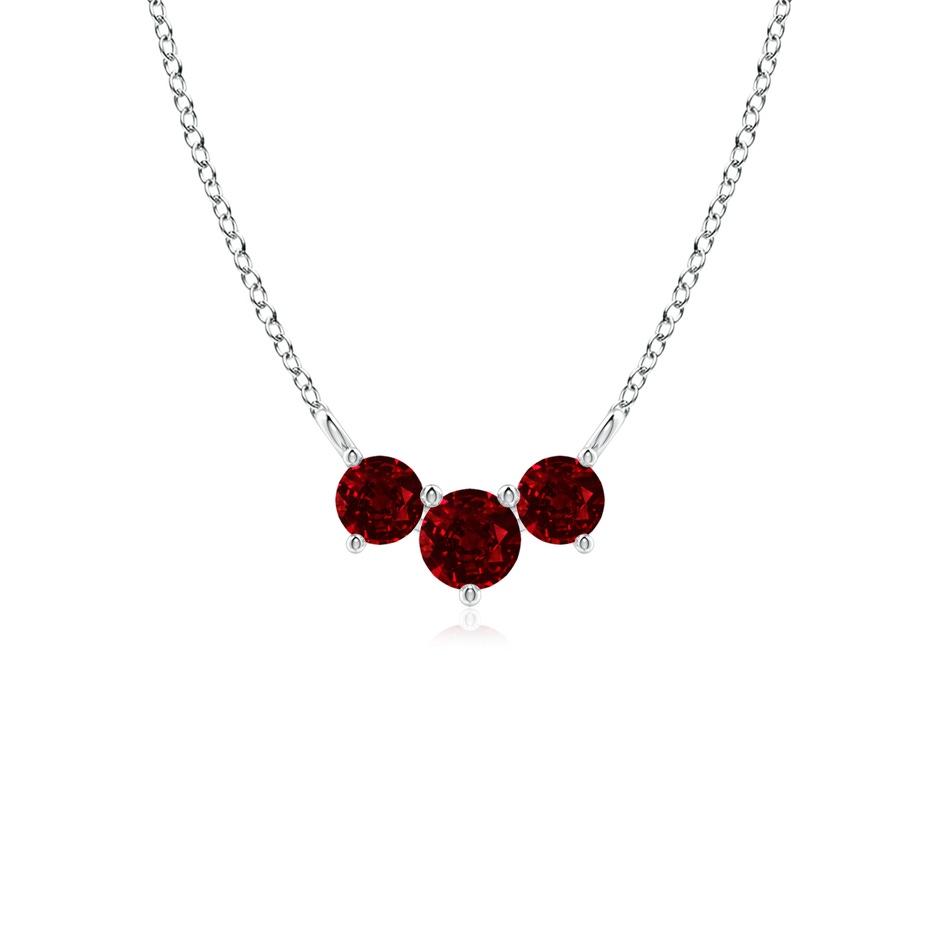 4mm AAAA Classic Trio Ruby Necklace in White Gold 