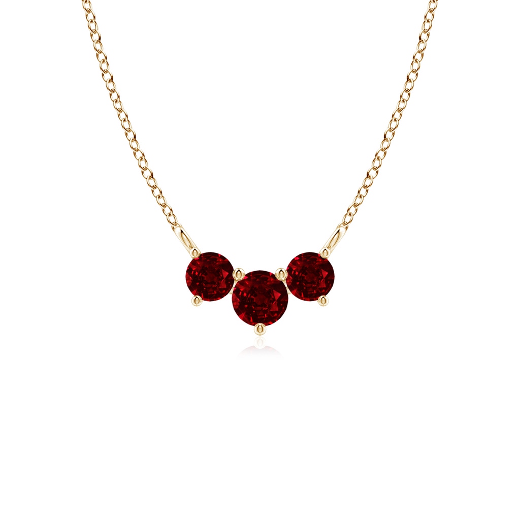 4mm AAAA Classic Trio Ruby Necklace in Yellow Gold