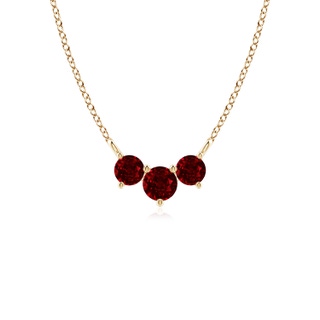 4mm AAAA Classic Trio Ruby Necklace in Yellow Gold