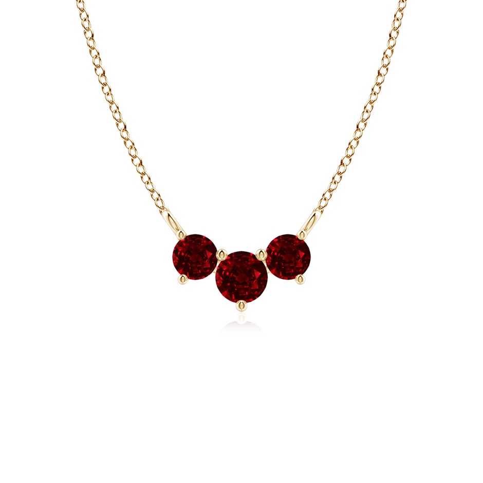 4mm AAAA Classic Trio Ruby Necklace in Yellow Gold 