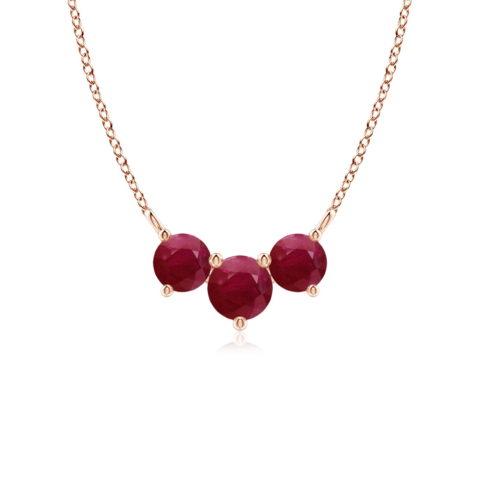 5mm A Classic Trio Round Ruby Necklace in Rose Gold 