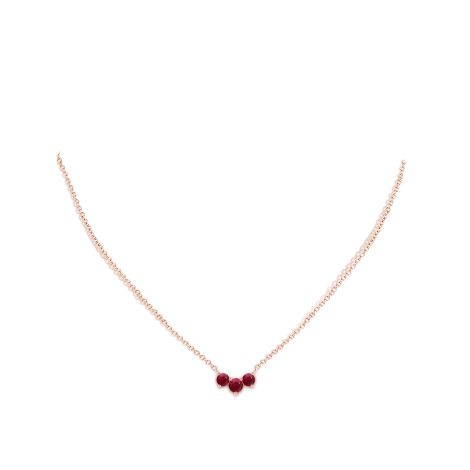 5mm A Classic Trio Round Ruby Necklace in Rose Gold pen