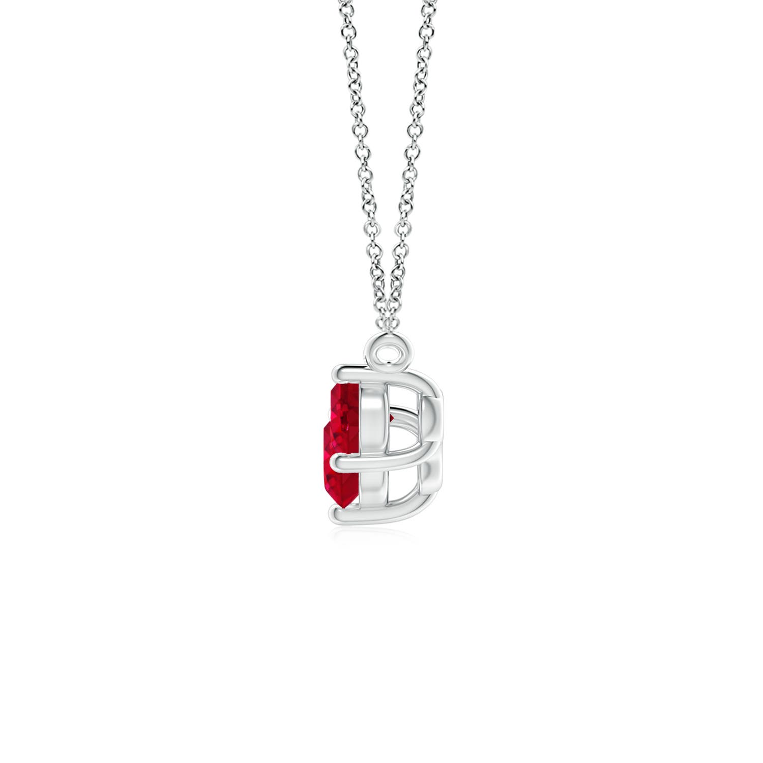 5mm AAA Classic Trio Round Ruby Necklace in 18K White Gold